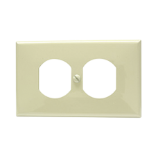 Placa de plástico para contacto dúplex color marfil.