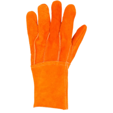 Guantes de Carnaza Largo/ Refuerzo en Palma / Resistente a Abrasión y Temperaturas Moderadas.