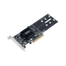 Tarjeta de Expansión M2D18 | PCIe 2.0 x8 | Compatible con NVMe y SATA SSD | 2 Ranuras M-key | Perfil Bajo y Altura Completa | Garantía de 3 Años.