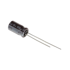 Capacitor Electrolítico de Aluminio, Radial de 100 µFd, 16 Vcc, 105 °C, 5.0 x 11 mm. Capacitor Electrolítico de Aluminio, Radial de 100 µFd, 16 Vcc, 105 °C, 5.0 x 11 mm.