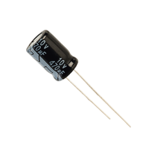 Capacitor Electrolítico de Aluminio, Radial de 470 µFd, 10 Vcc, 105 °C, 6.3 x 11 mm.