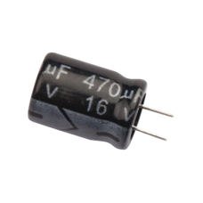 Capacitor Electrolítico de Aluminio, Radial de 470 µFd, 16 Vcc, 105 °C, 8.0 x 11 mm.
