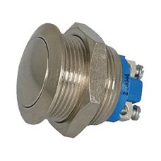 Botón Interruptor Momentáneo Antivandálico, SPST, Normalmente Abierto, 2 Amp. Niquel.