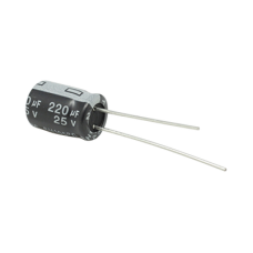 Capacitor Electrolítico de Aluminio, Radial de 220 µFd, 25 Vcc, 105 °C, 8 x 11 mm, .