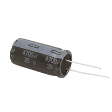 Capacitor Electrolítico de Aluminio, Radial de 4700 µFd, 35 Vcc, 105 °C, 18 x 37 mm.