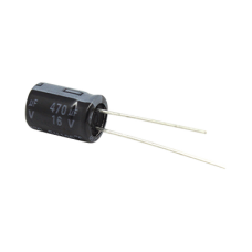 Capacitor Electrolítico de Aluminio, Radial de 470 µFd, 16 Vcc, 105 °C, 8.0 x 11 mm.
