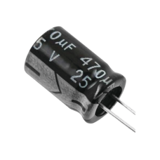 Capacitor Electrolítico de Aluminio, Radial de 470 µFd, 25 Vcc, 105 °C, 8  x 15 mm.