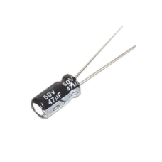 Capacitor Electrolítico de Aluminio, Radial de 47 µFd, 50 Vcc, 105 °C, 6.3 x 11 mm.