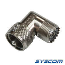 Conector Amphenol UHF Macho-Hembra en ángulo Recto.