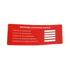 Etiqueta de Sistema fotovoltaico/ Paquete con 20