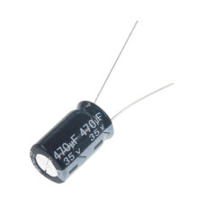 Capacitor Electrolítico de Aluminio, Radial de 470 µFd, 35 Vcc, 105 °C, 10 x 20 mm.