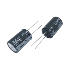 Capacitor Electrolítico de Aluminio, Radial de 3300 µFd, 25 Vcc, 105 °C, 18 x 25 mm.