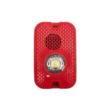 Sirena con Lámpara LED Estroboscópica / 2 Hilos / Montaje en Pared / 16 a 24 Vcd / Configuración Estroboscópica Seleccionable / Texto en Inglés / Color Rojo / Uso exterior