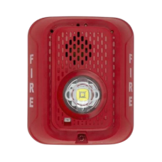 Sirena con Lámpara LED Estroboscópica / a 2 Hilos / Montaje en Pared / 24 Vcd / Configuración Estroboscópica Seleccionable / Texto en Inglés / Color Rojo Sirena con Lámpara LED Estroboscópica / a 2 Hilos / Montaje en Pared / 24 Vcd / Configuración Estroboscópica Seleccionable / Texto en Inglés / Color Rojo