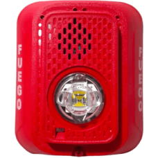 Sirena con Lampara LED Estroboscópica / 2 hilos / Montaje en Pared / Color Rojo / Configuración Estroboscópica Seleccionable