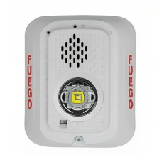 Sirena con Lámpara LED Estroboscópica / a 2 Hilos / Montaje en Pared / 24 Vcd / Configuración Estroboscópica Seleccionable / Texto en Español / Color Blanca Sirena con Lámpara LED Estroboscópica / a 2 Hilos / Montaje en Pared / 24 Vcd / Configuración Estroboscópica Seleccionable / Texto en Español / Color Blanca