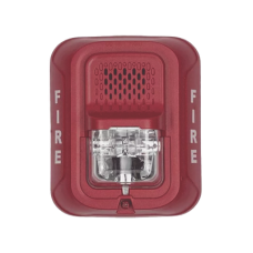 Sirena con Lámpara Estroboscópica / 4 Hilos / Montaje en Pared / 12 o 24 Vcd / Configuración Estroboscópica Seleccionable / Texto en Inglés / Color Rojo