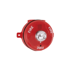 Sirena con Lámpara Estroboscópica para Exterior, Montaje en Techo, Nivel de Candelas Seleccionable, Color Rojo