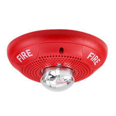 Bocina con Lámpara Estroboscópica para Instalación en Techo con Configuración Estroboscópica Seleccionable, Color Rojo Bocina con Lámpara Estroboscópica para Instalación en Techo con Configuración Estroboscópica Seleccionable, Color Rojo