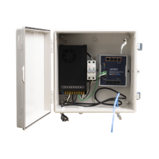 Switch para exterior / 8 puertos Gigabit con 4 puertos PoE 802.3at / Protección térmica 2P, 16A, Corriente Alterna 400 Vca Switch para exterior / 8 puertos Gigabit con 4 puertos PoE 802.3at / Protección térmica 2P, 16A, Corriente Alterna 400 Vca