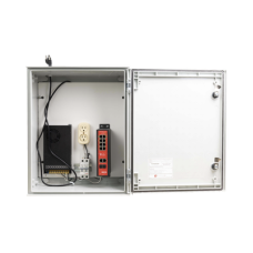 Switch PoE Industrial para exterior / 8 puertos Gigabit con 8 puertos PoE 802.3at / Protección térmica 2P, 16A, Corriente Alterna 400 Vca