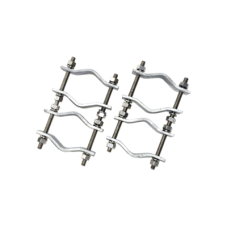 Juego de Dos Abrazaderas Dobles para Mástiles de 3.8 a 8.9 cm, con Separación entre centros de 12 cm. Juego de Dos Abrazaderas Dobles para Mástiles de 3.8 a 8.9 cm, con Separación entre centros de 12 cm.