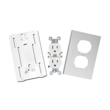 Contacto eléctrico doble, soporte y tapa de PVC auto extinguible y aluminio, universal (8191-10200)