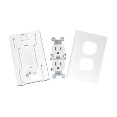 Contacto eléctrico doble, soporte y tapa color blanco de PVC auto extinguible,  para canaleta TEK100 (5591-10200) 