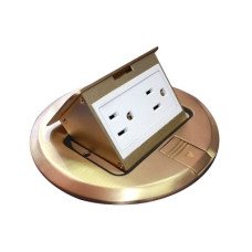 Mini caja de piso redonda de 2 contactos color bronce (11000-12101) Mini caja de piso redonda de 2 contactos color bronce (11000-12101)