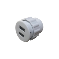 Mini Empotrable Redondo Color Blanco con 2 Puertos USB, con Cable