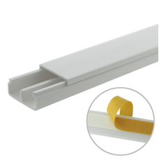 Canaleta blanca de PVC auto extinguible, con división, 20 x 10 mm, tramo 6 pies, con cinta adhesiva (5101-21252)