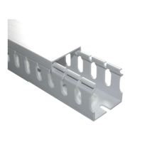 Canaleta ranurada con tapa blanca, de PVC auto extinguible, 40 x 40 x tramo 2m.