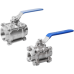 Válvula de Bola 3 Piezas Acero Inoxidable / Presión 1000 WOG / Material SS304 / Conexión Neumática / Marca Titan