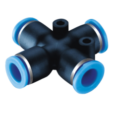 Conector Neumático a Presión en Cruz / Diámetro Exterior Tubo 8 mm / Para Sistemas Neumáticos Industriales / Conexión Rápida y Segura