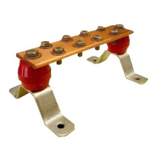 Barra para Unión de Cobre con Capacidad de 1000A, medidas  7-7/8 x 2 x 1/4 in., con Aisladores (Sin Gabinete)