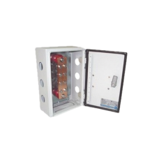 Barra para Unión de Fundición de Cobre Estañado, con Capacidad de 1000A, medidas 7-7/8 x 2 x 1/4 in. con Aisladores (Sin Gabinete)