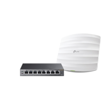 Kit de access point EAP245 y switch PoE TL-SG108PE, doble banda AC, hasta 1750 Mbps, 1 puerto Gigabit