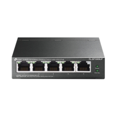 Switch PoE No Administrable de Escritorio / 5 puertos 10/100 Mbps / 4 puertos PoE af / Presupuesto 41 W / Modo extensor PoE hasta 250 metros / Calidad video prioritaria