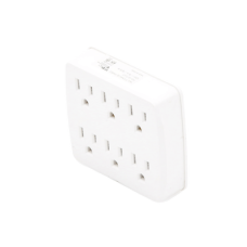 Multicontacto para pared con 6 contactos color blanco,125 V /15 A