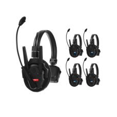 Kit de 5 Intercomunicador Inalámbrico TXtalk Pro / Antenas Externas / Rango 500m / Hasta 13 Unidades Conectadas / Auricular Monoaural / Batería 1050mAh / ABS Ligero y Cuero Suave