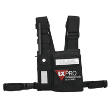 Pechera Universal con soporte para radio, sostén de bolígrafo y seguridad para la bolsa con cinta adherente. Logo TX-PRO.