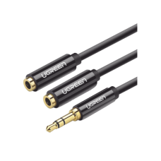 Cable Adaptador/Divisor de Audio de 3.5mm Macho a 2 Terminales de 3.5mm Hembra / 25 cm de Longitud / Cable TPE / Color Negro Cable Adaptador/Divisor de Audio de 3.5mm Macho a 2 Terminales de 3.5mm Hembra / 25 cm de Longitud / Cable TPE / Color Negro