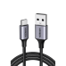 Cable USB-A a USB-C | 1 Metro (3.28 Pies) | Transferencia de Datos de 480 Mbps | Carga Rápida | QC 4.0/3.0/2.0 | FPC | AFC | Protección Integrada | Caja de Aluminio | Nylon Trenzado | Color Negro