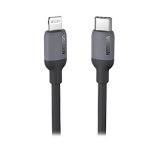 Cable USB-C a Lightning / Certificado MFi / 1 Metro / Adecuado para iPhone, iPad, iPod / Carga Rápida PD 20W /  Sincronización de Datos de hasta 480 Mbps / Goma de Silicona y  TPE. / Suave al Tacto / Color Negro 