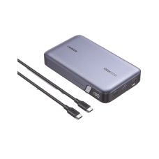 Power Bank de 20000mAh | 3 Salidas 100W Max. | USB-A + 2 USB-C | PD 3.0 | QC3.0 | FCP | SCP | Pantalla Inteligente | Carcasa Ignifuga | Color Gris | Incluye Cable USB de 50cm | Carga tu Laptop de Manera Segura.