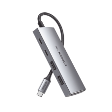 HUB USB-C 3.2 4 en 1 | 2 Puertos USB-C 3.2 (10 Gbps) | 2 Puertos USB-A 3.2 (10 Gbps) |  Admite OTG | Compatible con MacBook, Chormebook, iMac, iPad Pro, iOS, Windows, Mac OS, Android | Carcasa de Aluminio | Nylon Trenzado.