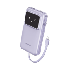 Power Bank Serie Uno |  10000mAh | 30W |  con Cable USB-C Incorporado | 2 Salidas 30W Max. | Pantalla Inteligente | Carcasa Ignifuga | Aprobado por Aerolíneas.| Color Purple.