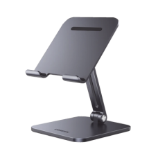 Soporte de Aluminio para IPad & Tablet | Plegable |Angulo Ajustable de 180° y 270° | Base Antideslizante | Protección  de Silicona | Amplia Compatibilidad con dispositivos de 7.9'' a 12.9'' | Aluminio Solido | Color Gris