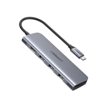 HUB USB-C Multipuertos / HDMI 4K@30Hz  / 3 Puertos USB-A 3.0 / Lector Tarjeta SD+TF (Uso Simultáneo) / 6 en 1 / Carcasa de Aluminio.
