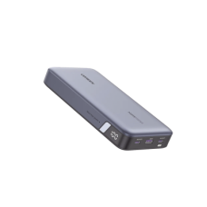 Power Bank de 25000mAh | 3 Salidas 145W Max. | USB-A + 2 USB-C | PD 3.0, QC3.0 | FCP | SCP | Pantalla Inteligente | Carcasa Ignifuga | Color Gris | Incluye Cable USB de 50cm | Carga tu Laptop de Manera Segura.
